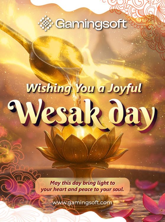 Gamingsoft celebrates Wesak Day 2025 with a festive banner.