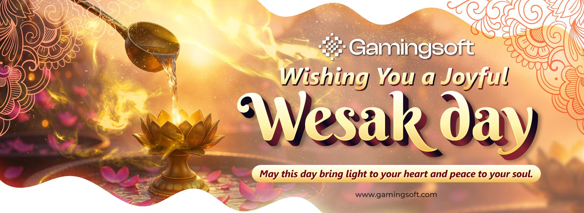 Gamingsoft celebrates Wesak Day 2025 with a festive banner.