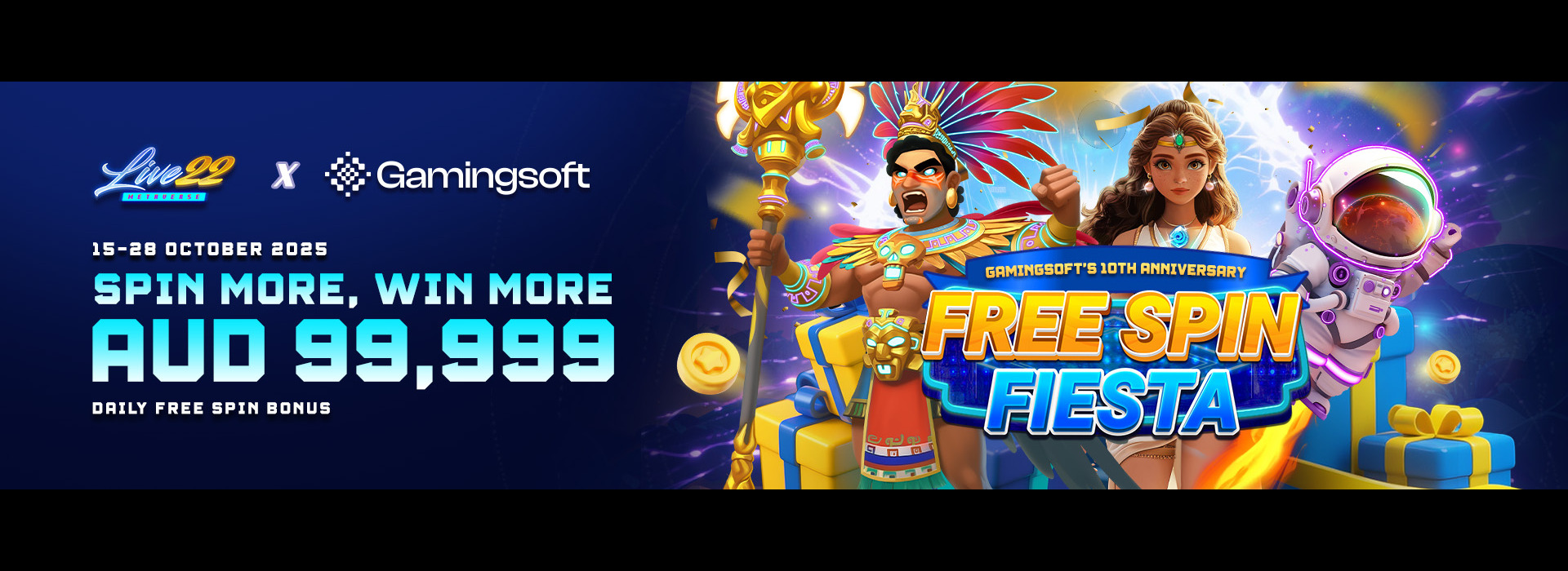 🎉 Live22 x GamingSoft 10th Anniversary - Free Spin Fiesta! 🎰